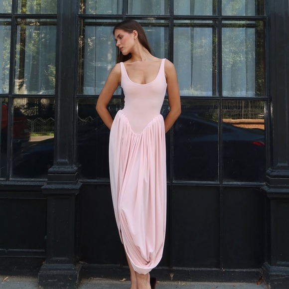 🆕(NWT) ZARA Bloggers Fav Combination Tulle Balloon Midi Dress. Size SMALL. Pink - Picture 5 of 16